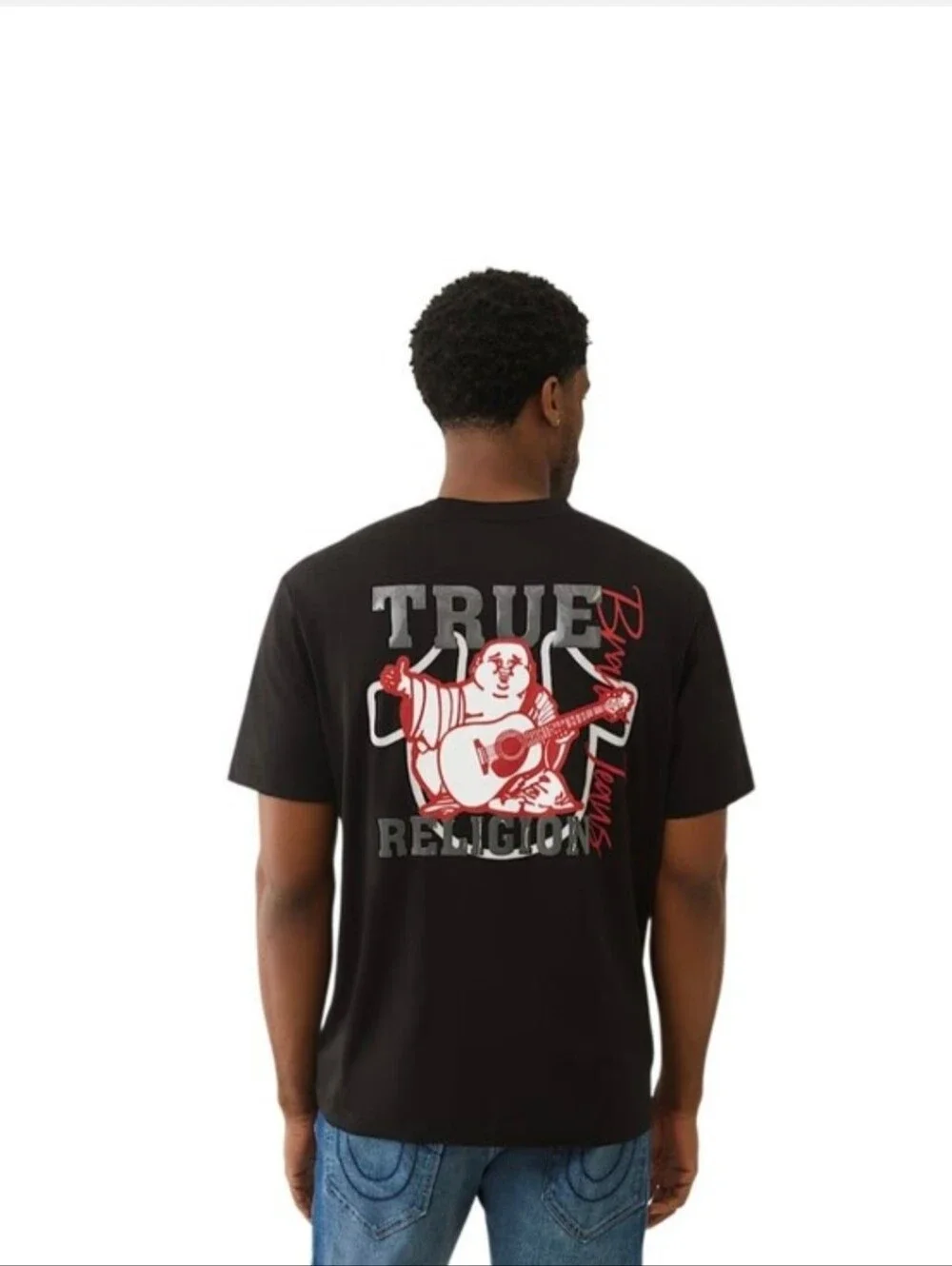 True Religion Men's Black Graphic Logo Tee
